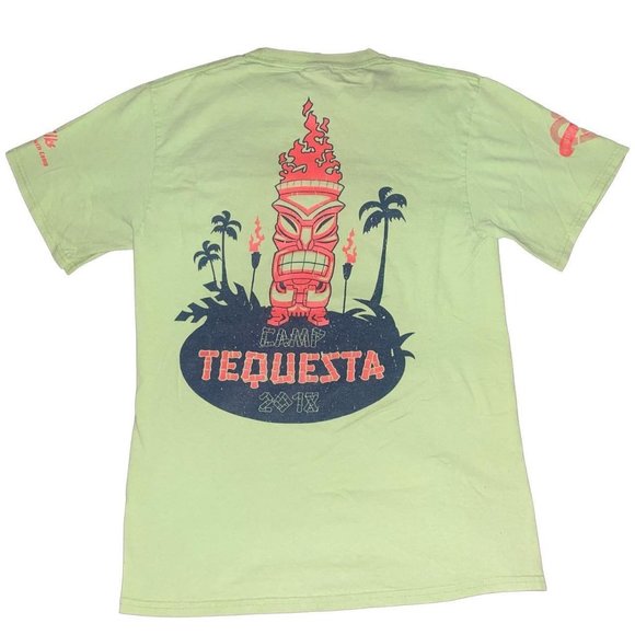 Camp Tequesta Hawaiian Lime Green TShirt Small - Picture 1 of 4